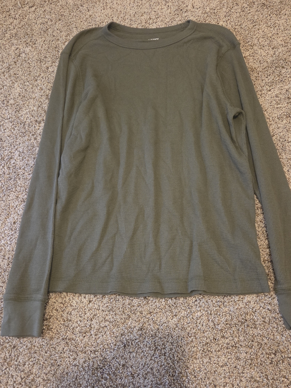Old Navy Olive Green Waffle Knit Long-Sleeve Tee